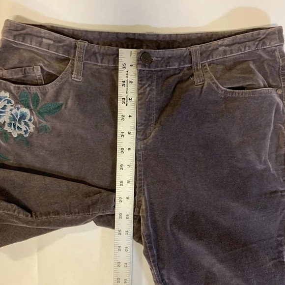 Sundance Women's Floral Velour Velvet 5 Pocket Embroidered‎ Pants Size 31 - Picture 11 of 12